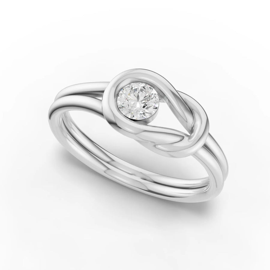 Solitaire ring white gold angle