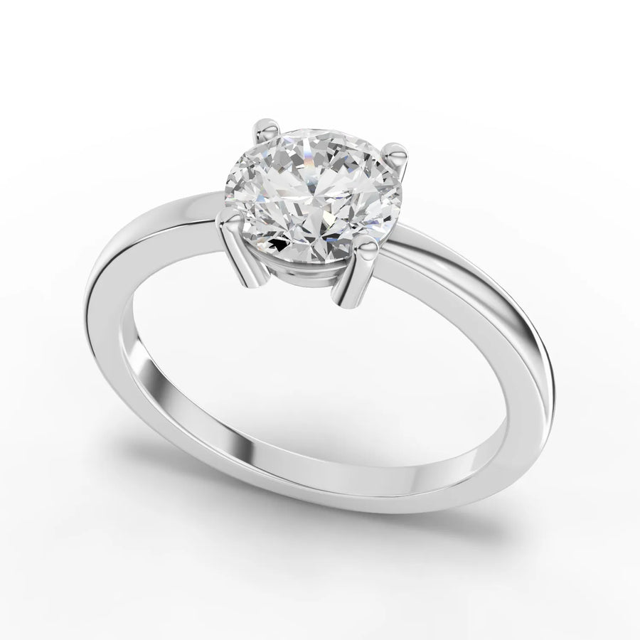 Round solitaire ring white gold angle