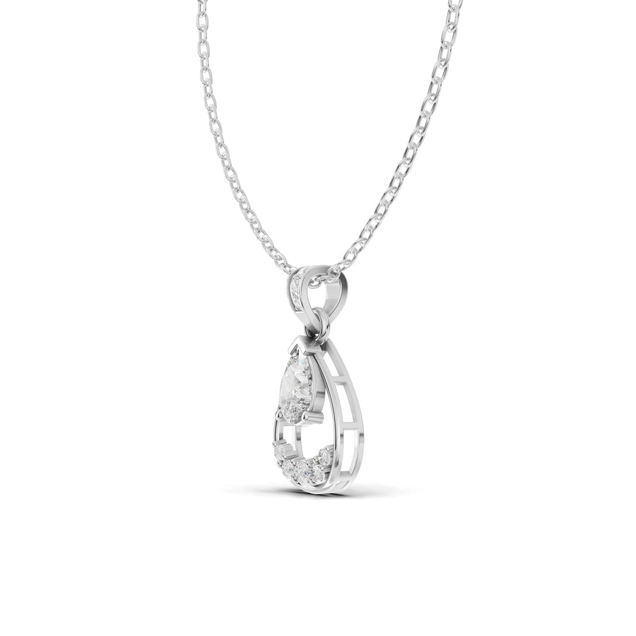0.62 Ct Pear Lab Diamond Halo Pendant