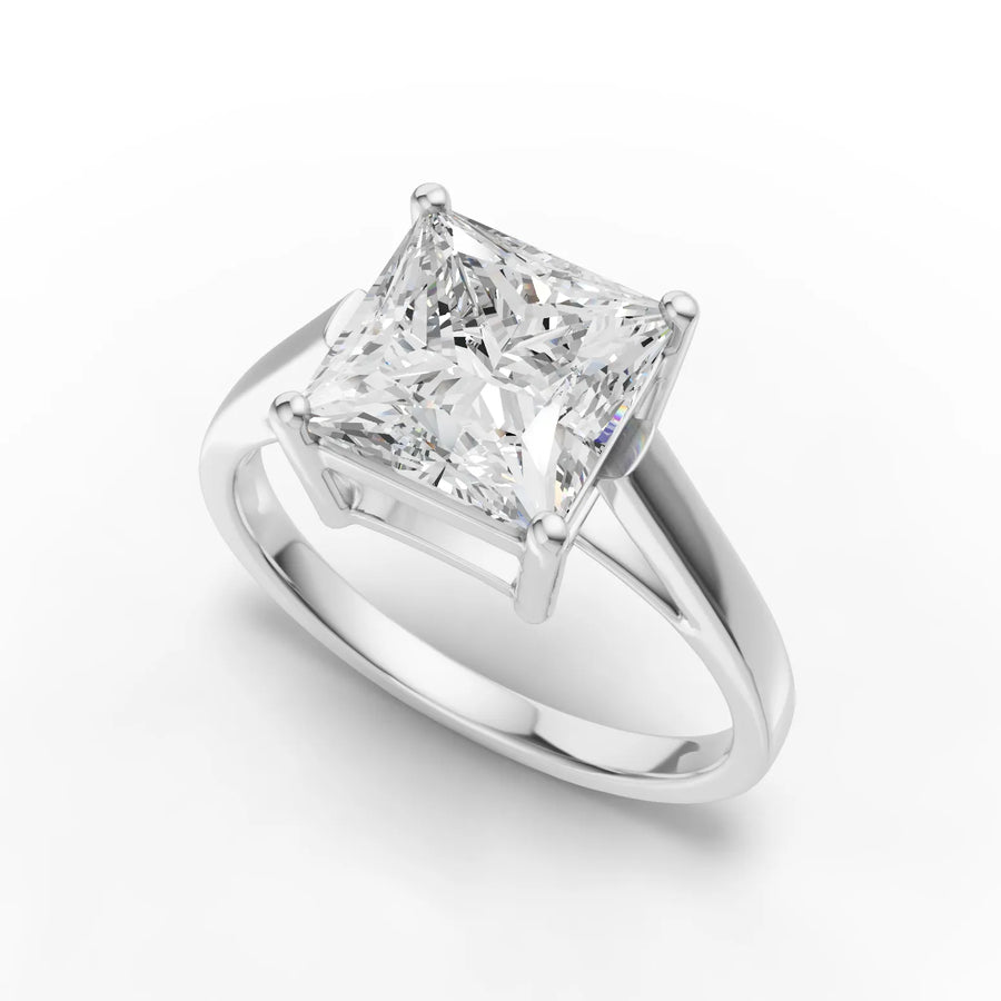 Princess solitaire ring white gold angle