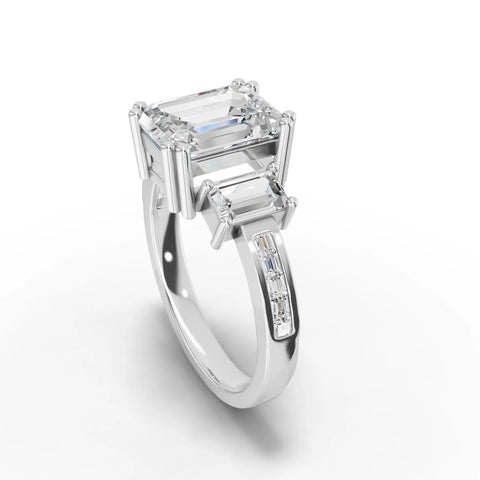 Emerald Cut Lab Diamond Ring · Tapered Step-Cut Sides