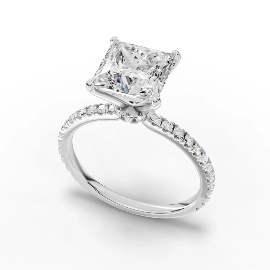 Princess diamond band ring white gold angle