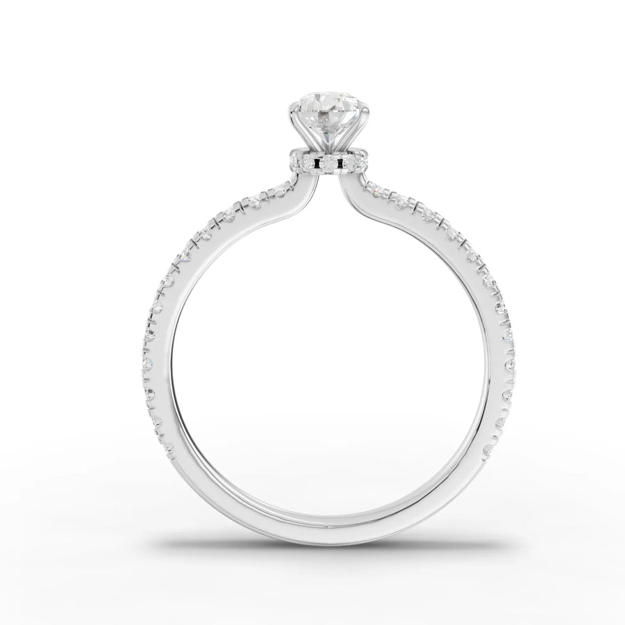 0.72 Ct Pear Hidden Halo Pavé Ring