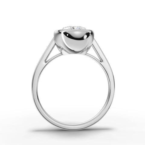 Pear Cut Bezel Set Lab Diamond Solitaire Ring