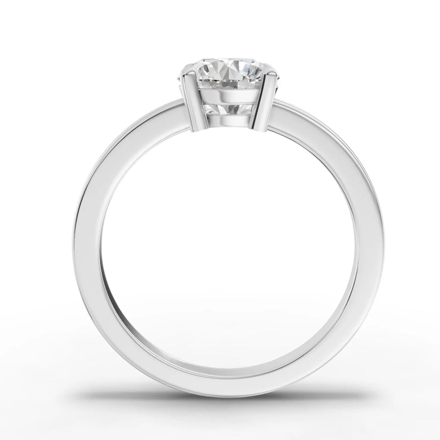 Lab-grown round solitaire ring white gold close-up