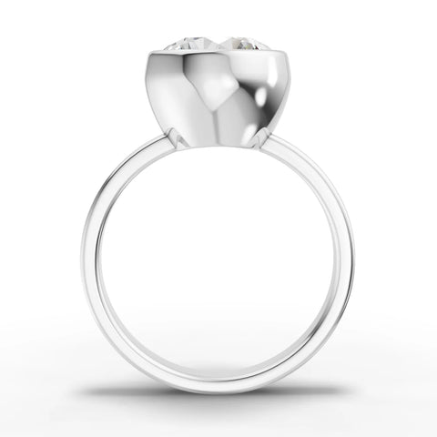 Round Bezel Set Lab Diamond Solitaire Ring · Yellow Gold Engagement Band