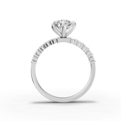 Round Cut Lab Diamond Solitaire Engagement Ring · Diamond Accent Band