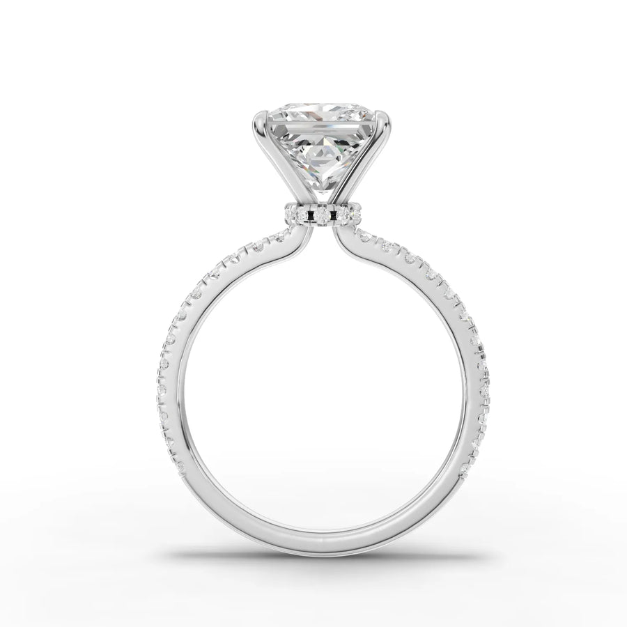 Princess lab-grown ring white gold close-up