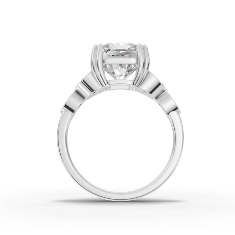 Radiant Cut Lab Diamond Engagement Ring · Cluster Side Stones