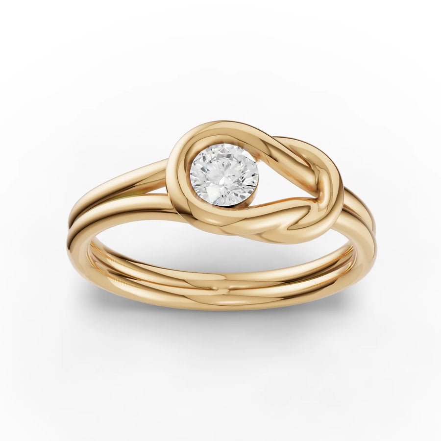 0.23 CT round lab-grown diamond ring yellow gold top view