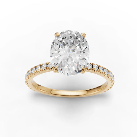 0.73 CT Oval Lab-Grown Diamond Ring with Pave Band