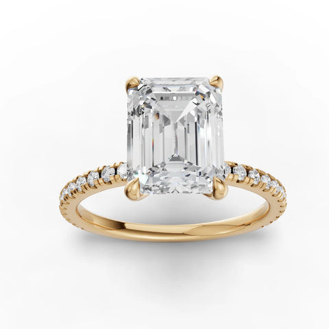 0.78 Ct Emerald Hidden Halo Pavé Ring