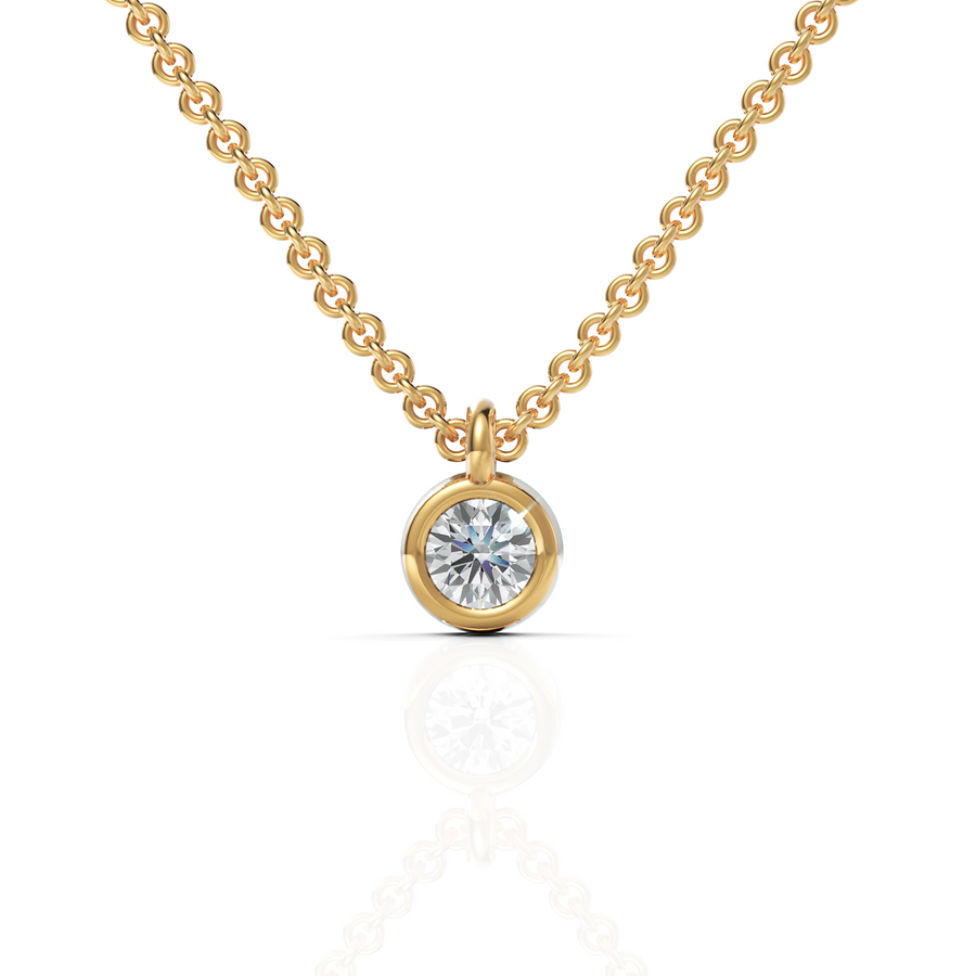 0.25 CT lab-grown diamond bezel pendant yellow gold front view
