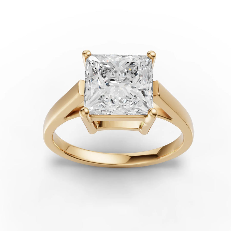 2.50 CT princess cut lab-grown diamond ring yellow gold top view