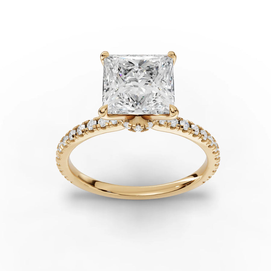 2.29 CT princess lab-grown diamond ring yellow gold top view