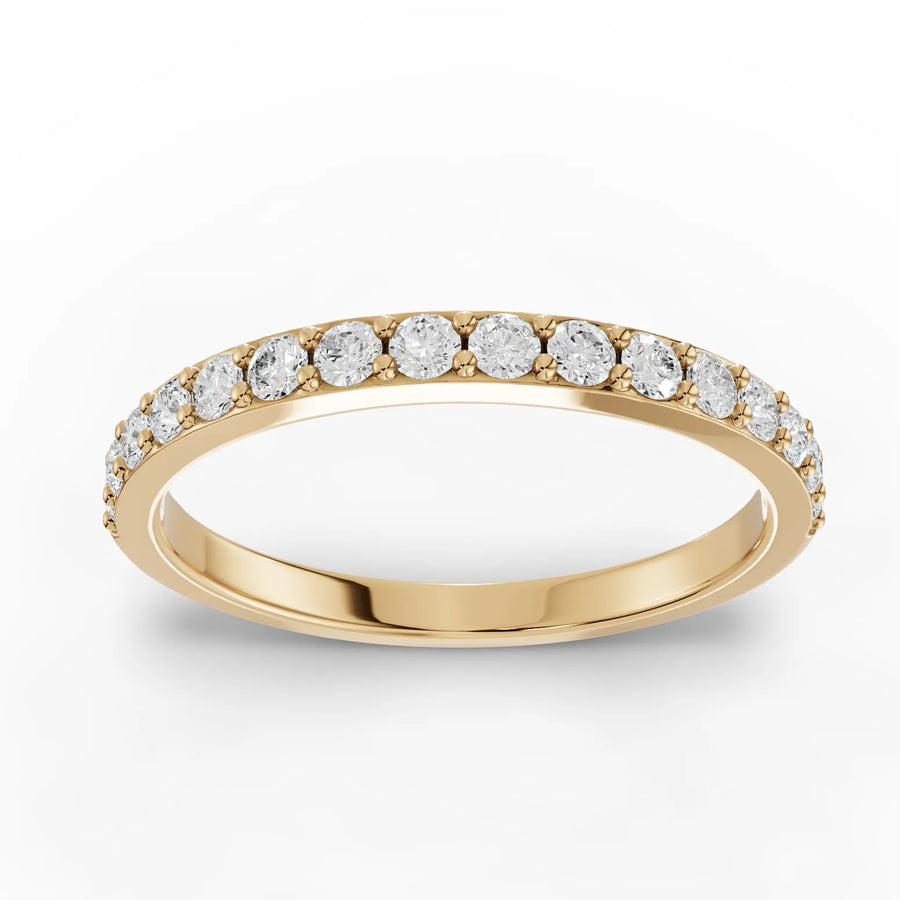 0.34 CT yellow gold lab-grown diamond half eternity band top view