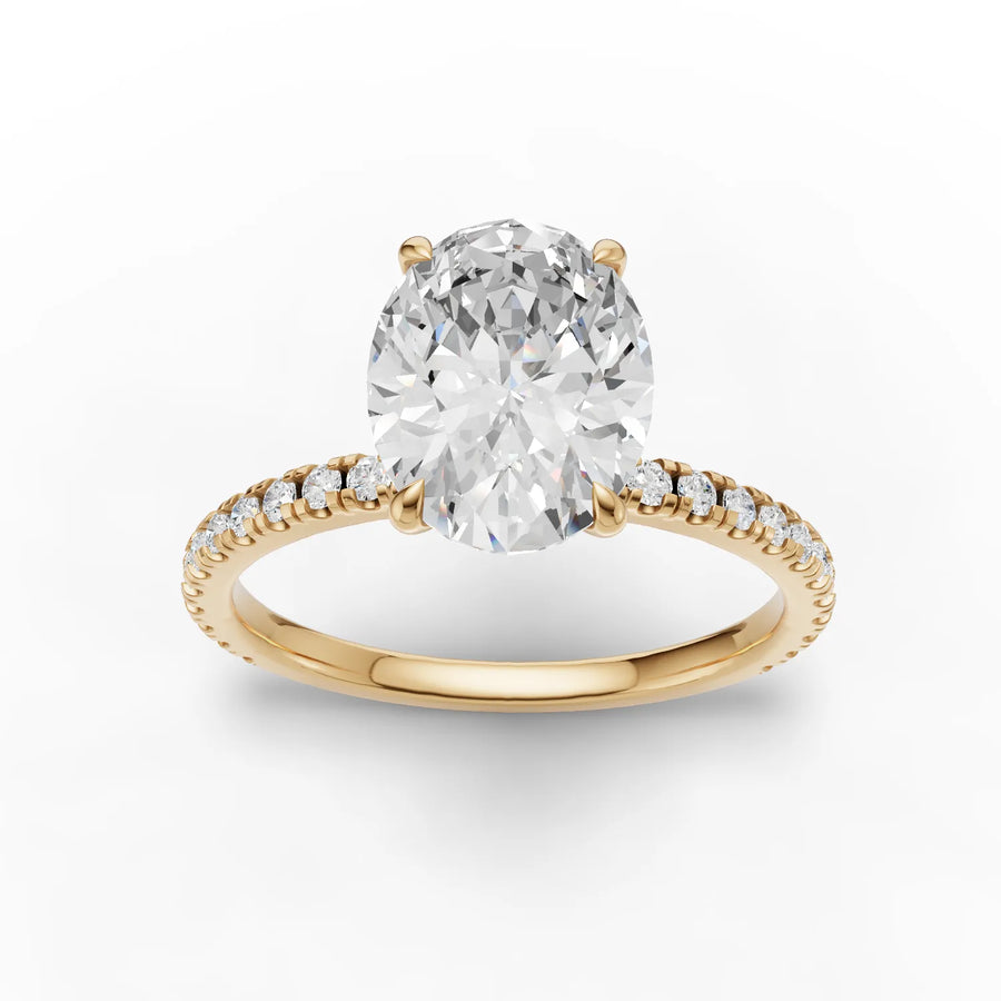 2.29 CT oval lab-grown diamond ring yellow gold top view