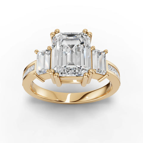 Emerald Cut Lab Diamond Ring · Tapered Step-Cut Sides
