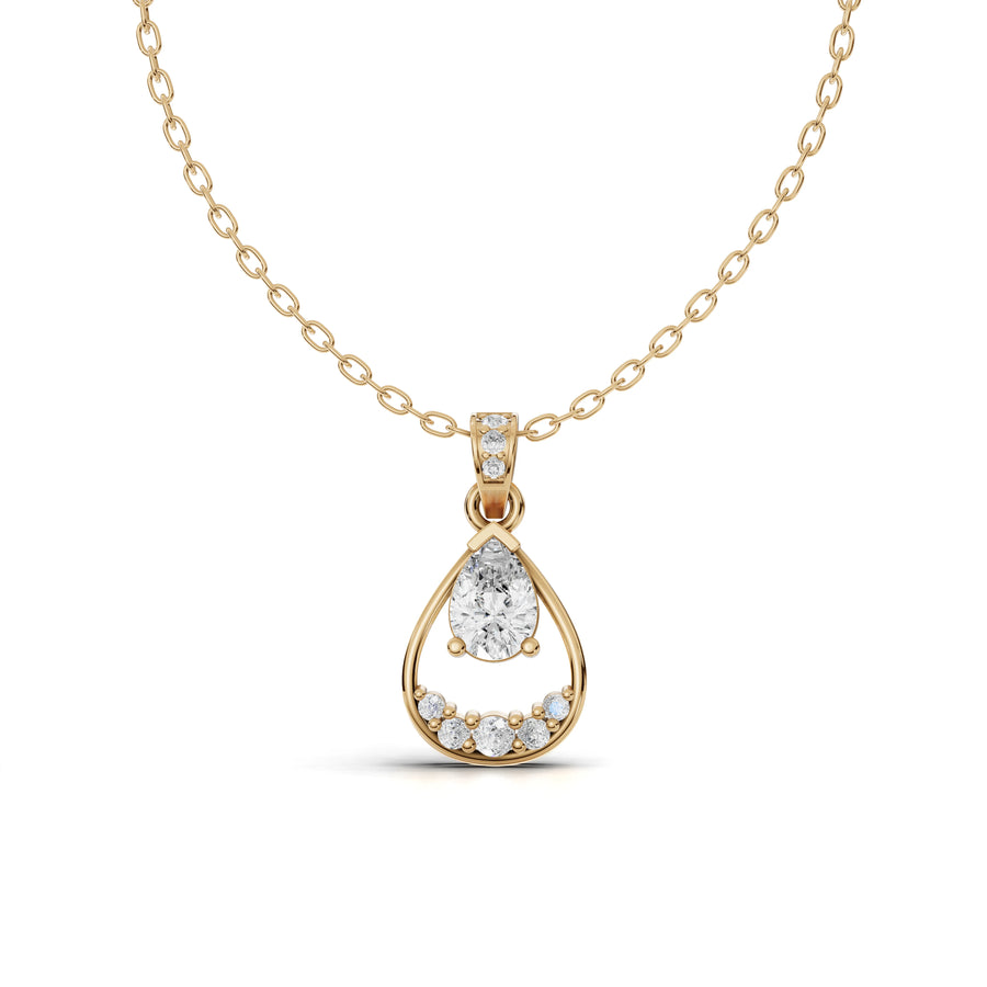 0.62 Ct Pear Lab Diamond Halo Pendant