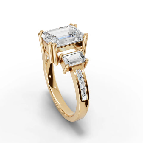 Emerald Cut Lab Diamond Ring · Tapered Step-Cut Sides