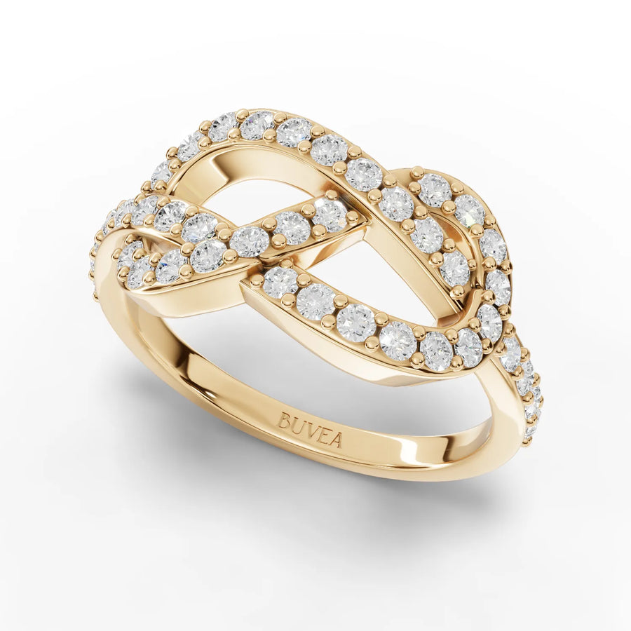 0.53 CT infinity motif lab-grown diamond ring in 18K gold with round diamonds set in micro-prong detailing.