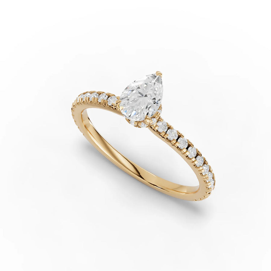 0.72 Ct Pear Hidden Halo Pavé Ring