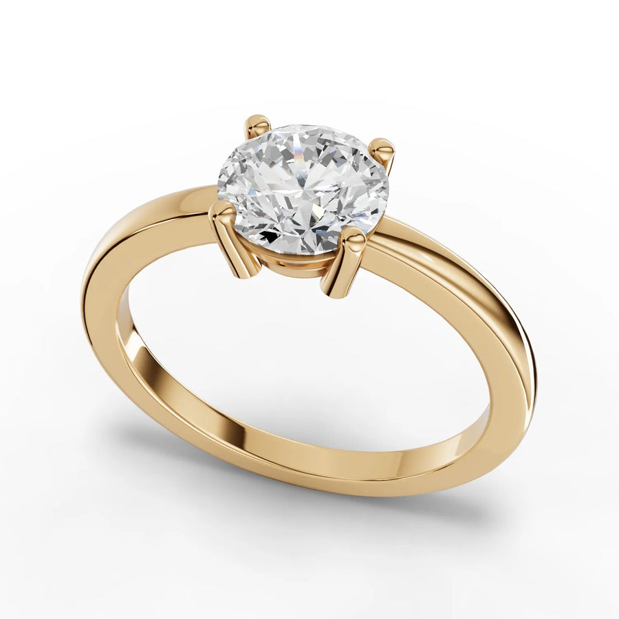 Round solitaire ring yellow gold angle
