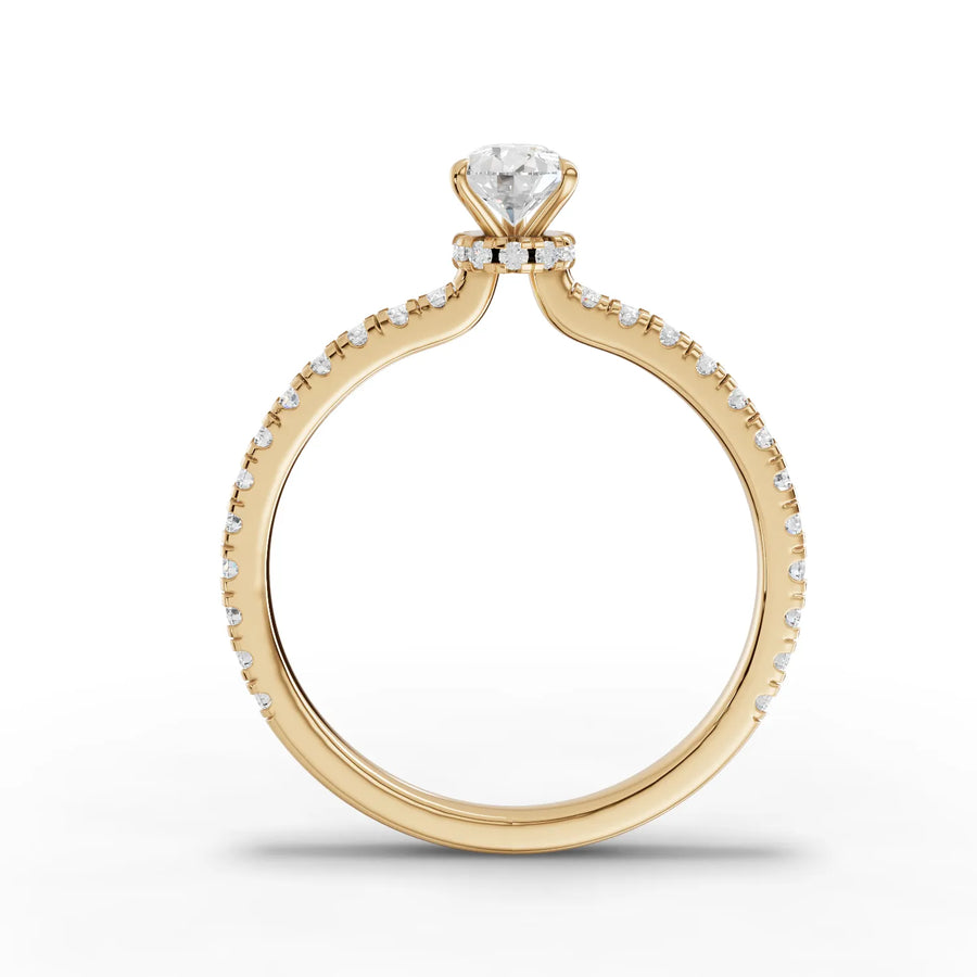 0.72 Ct Pear Hidden Halo Pavé Ring