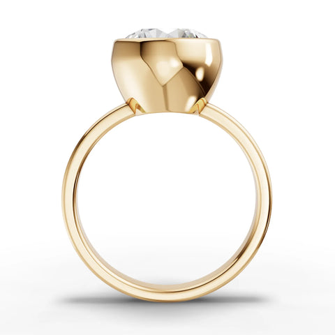 Round Bezel Set Lab Diamond Solitaire Ring · Yellow Gold Engagement Band