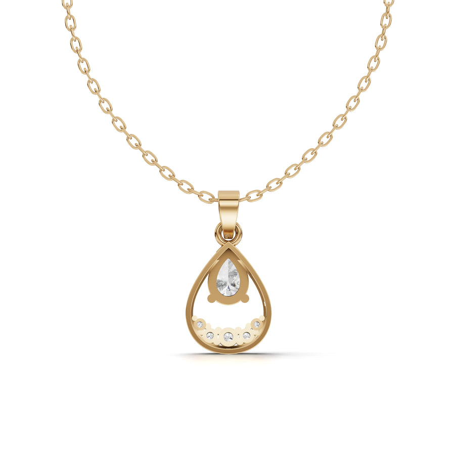 0.62 Ct Pear Lab Diamond Halo Pendant