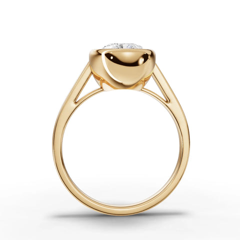 Pear Cut Bezel Set Lab Diamond Solitaire Ring