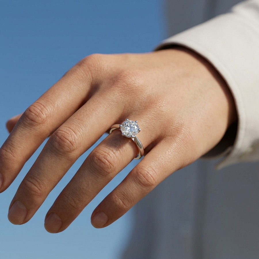 1.09 Ct Round Hidden Halo Ring 1.00 Ct Center