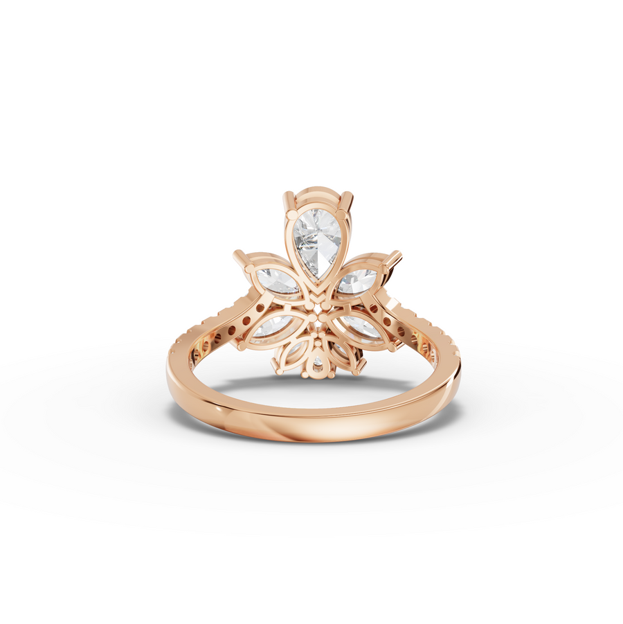 1.81 Ct Floral Pear Cluster Engagement Ring