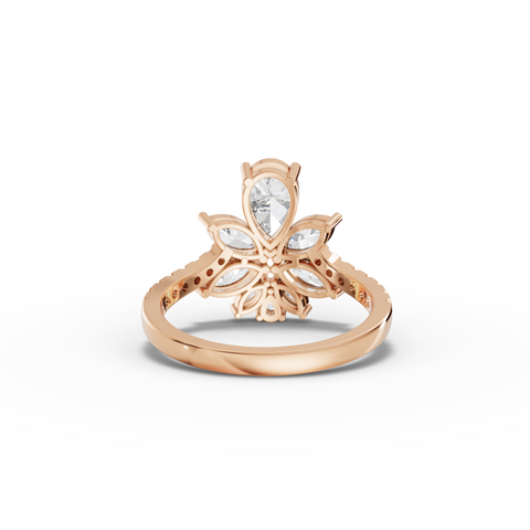 1.81 Ct Floral Pear Cluster Engagement Ring