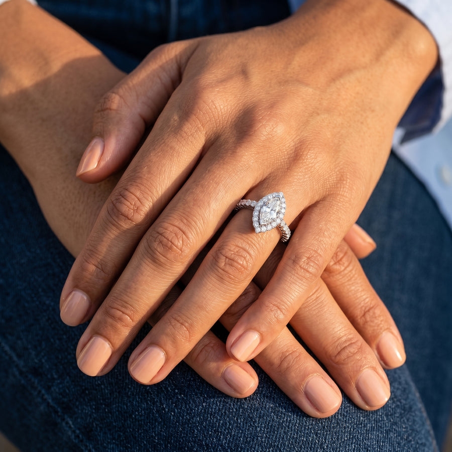 2.54 Marquise Halo Pavé Lab Diamond Ring