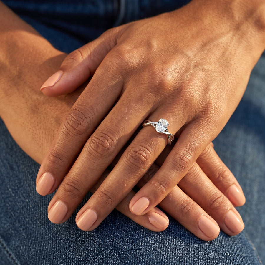 1.00 Ct Lab Diamond Oval Solitaire Ring