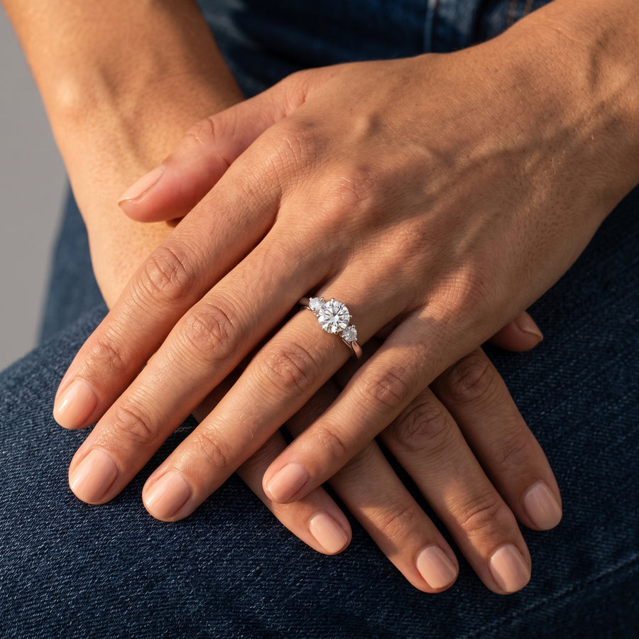 1.21 Ct Round Three-Stone Lab Diamond Ring