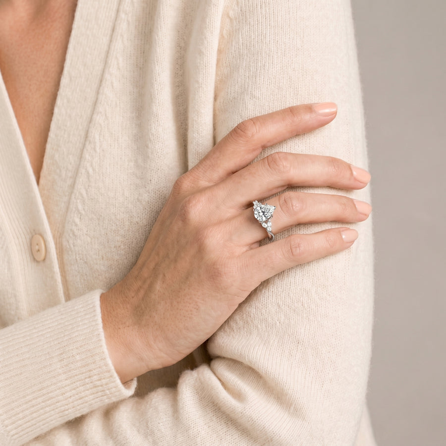 1.60 Ct Pear Solitaire With Side Diamond Ring