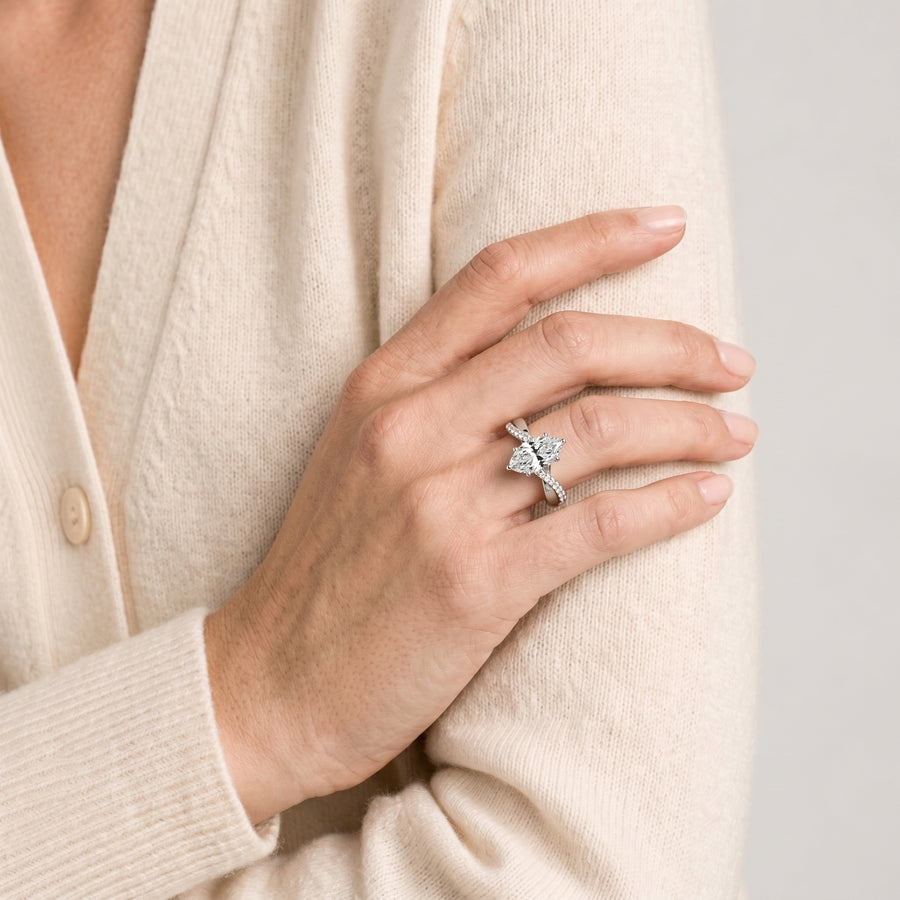 1.70 Ct Marquise Solitaire Pavé Lab Diamond Ring