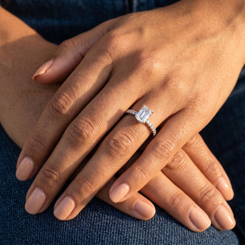 0.98 Ct Emerald Hidden Halo Pavé Ring