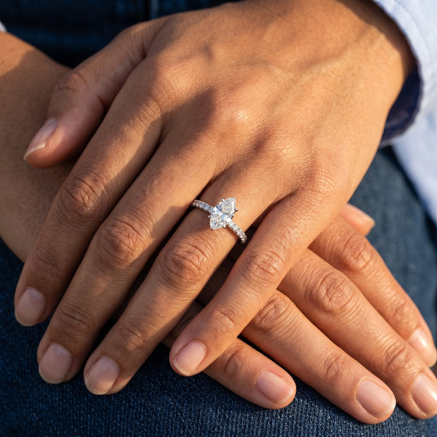0.98 Ct Marquise Hidden Halo Pavé Ring