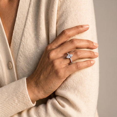 1.23 Ct Marquise Hidden Halo Pavé Ring