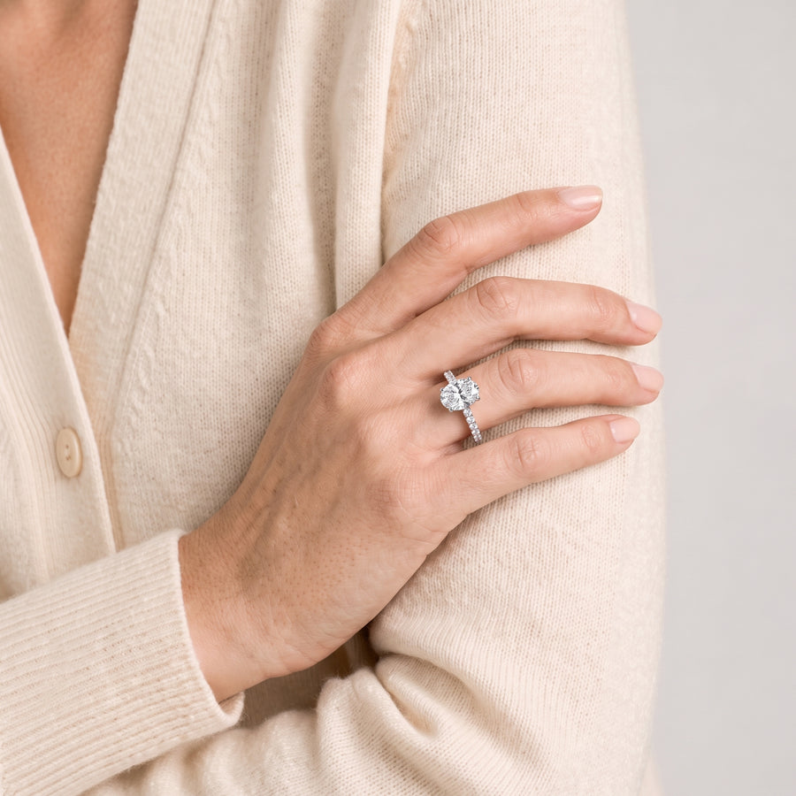 1.23 Ct Oval Hidden Halo Pavé Ring