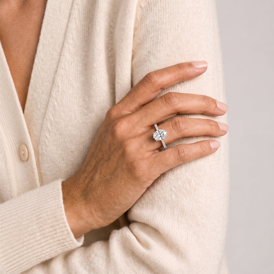 2.23 Ct Oval Hidden Halo Pavé Ring