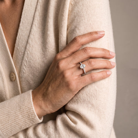 0.98 Ct Oval Hidden Halo Pavé Ring