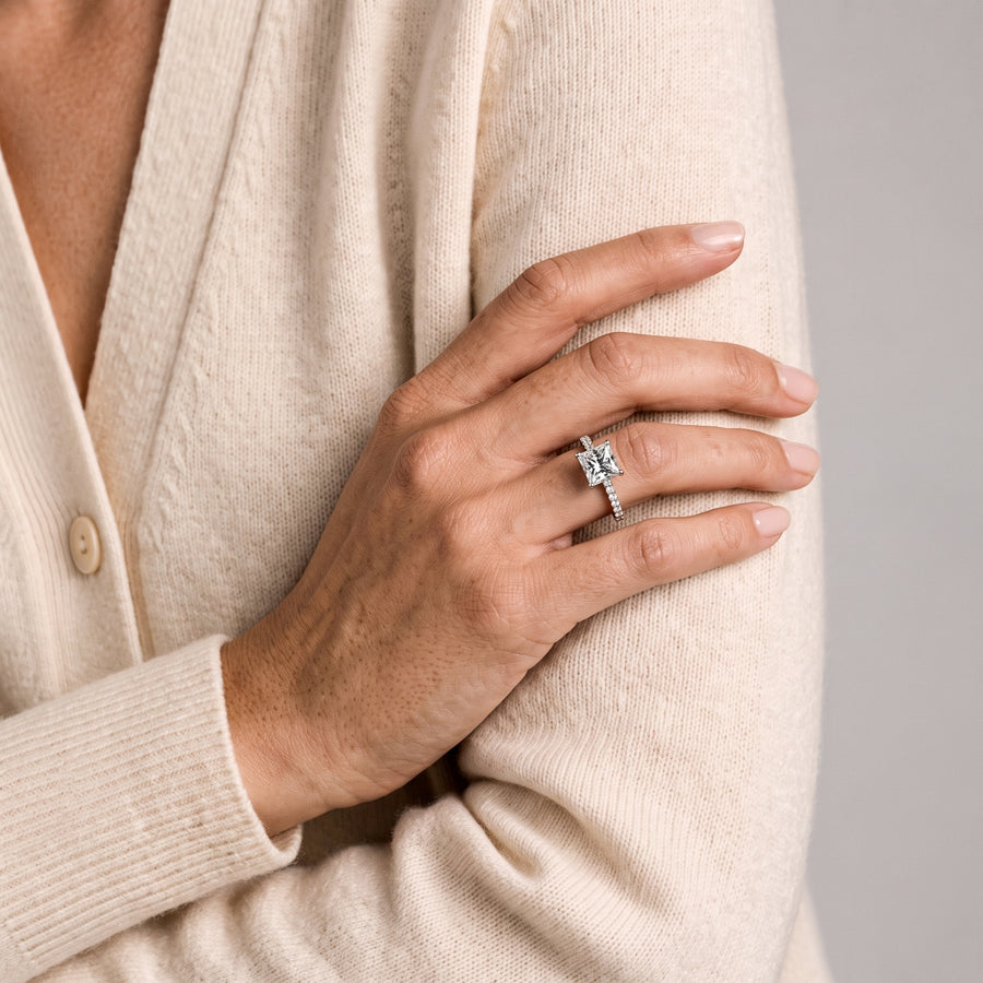 1.73 Ct Princess Hidden Halo Pavé Ring