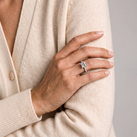 1.73 Ct Princess Hidden Halo Pavé Ring
