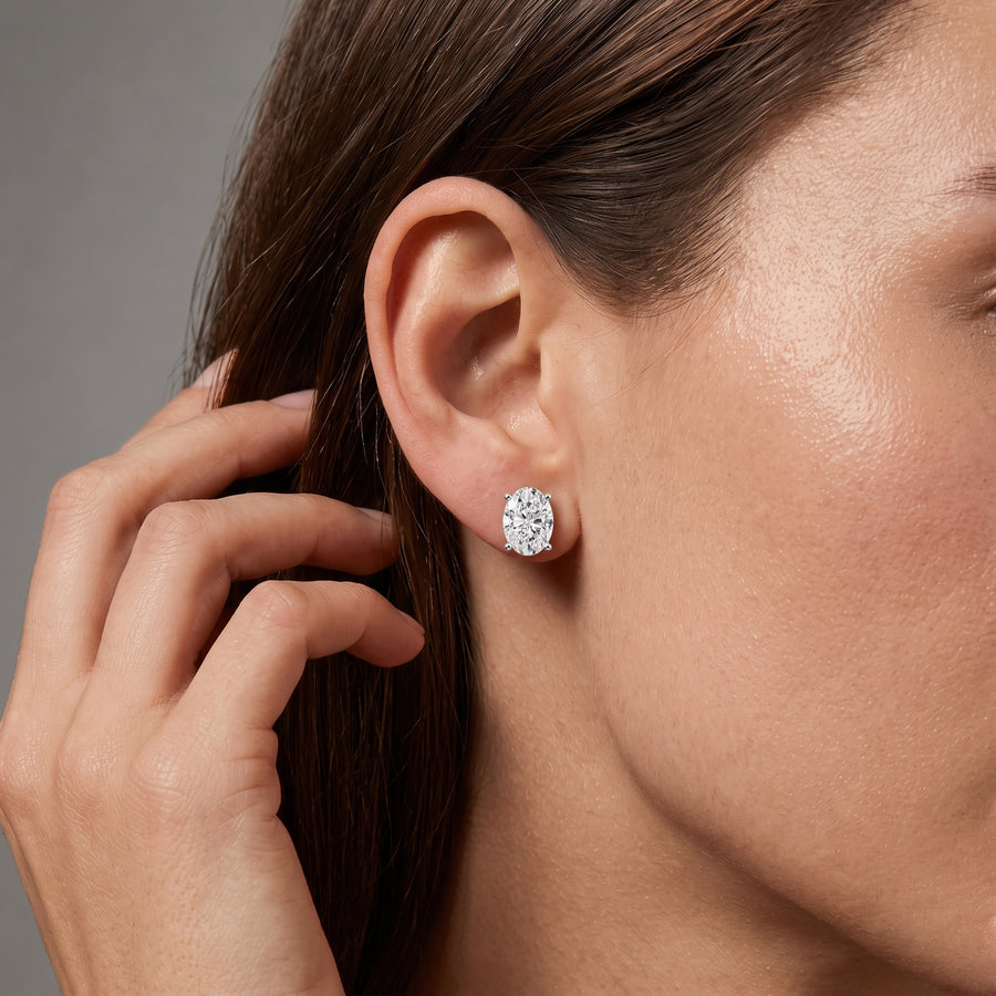 2 Ct Each Classic Oval Solitaire Stud Earrings