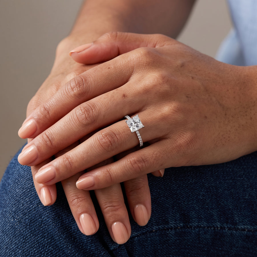2.23 Ct Princess Hidden Halo Pavé Ring