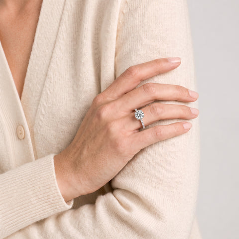 1.23 Ct Round Hidden Halo Pavé Ring